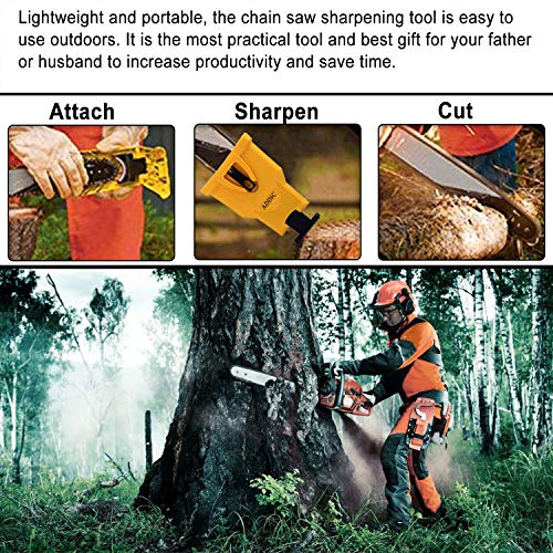 ADINC Chainsaw Sharpener Universal Chain Saw Blade Sharpener Fast Sharpening Stone Grinder Tools Bar Mounted Chainsaw Teeth Sharpener Fit for 14/16/18/20 Inch Chain Saw Bar with 2 Holes - Thumbnail 6