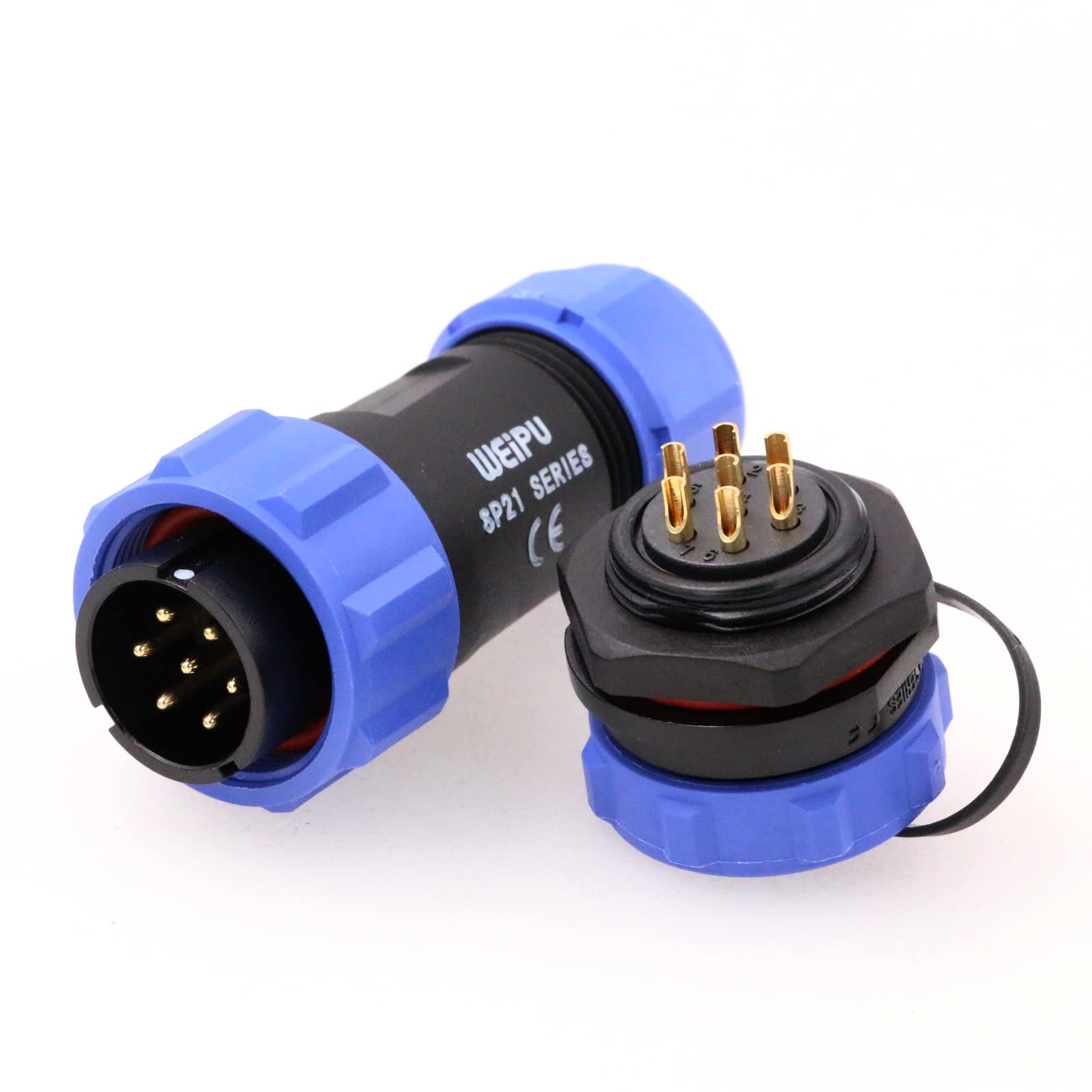 ZBLZGP WEIPU SP21 7 Pin Aviation Circular Waterproof Connector Male Cable Plug and Female Screw-Mount Socket 15A Plastic Connector Medical LED Lighting