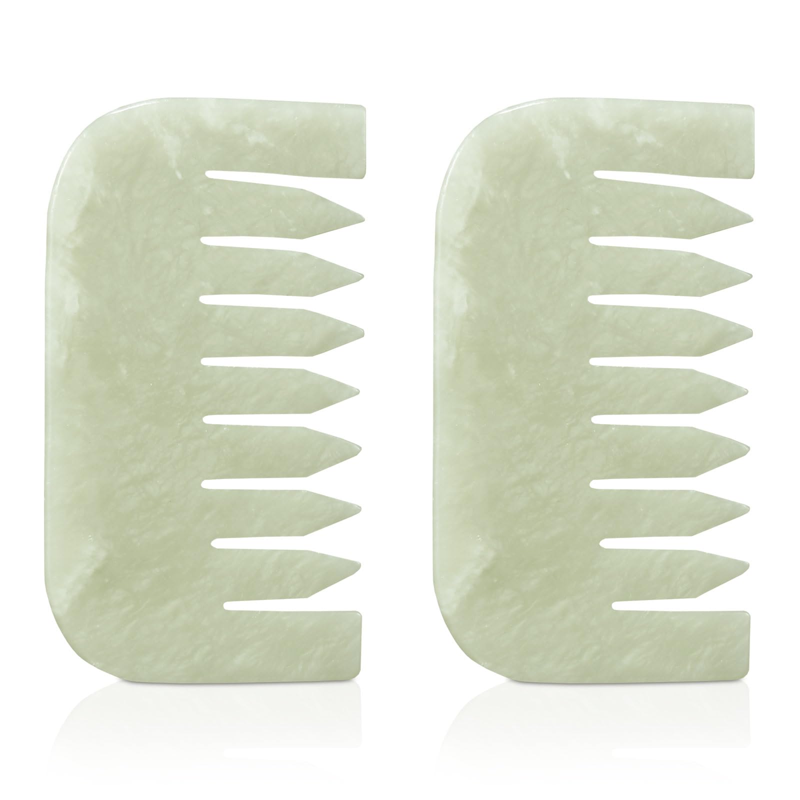 Photo 1 of Geiserailie 2 Pieces Jade Combs Massage Stone Hair Gua Sha Scraping Scalp Comb Facial Massage Tool Multifunctional Handheld Head Tools Head Caring Therapy Mother's Day Gift(Square Style)
