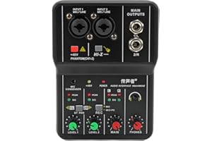 2 Channels Audio Mixer, USB Sound Mixing Console, for Music Recording/Home Karaoke, Compatible with Mainstream Audio Software