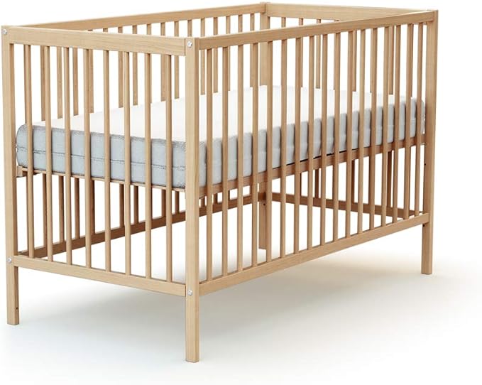 Lit Bebe Essentiel Hetre Brut At4 Sommier Reglable 3 Hauteurs Mobilier Bebe Puericulture Bareltd Co Il