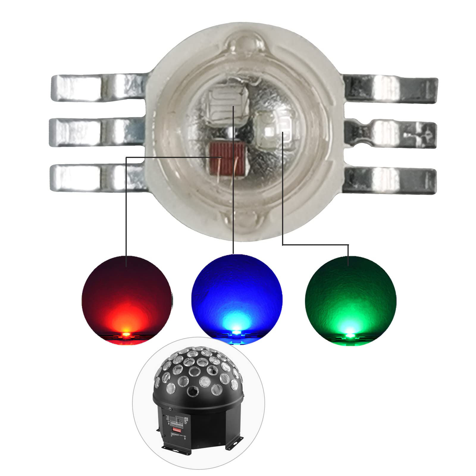 (Pack of 20) 9W RGB 3IN1 Led Beads, Led Chip, Led Lamp Bulb for LED Stage Lights