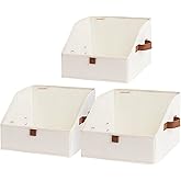 StorageWorks Closet Storage Bins, Trapezoid Organizer Box for Shelves, Fabric Clothes Bin,Foldable Organizing Baskets with Ha