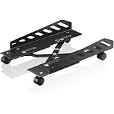 AGPTEK Adjustable CPU Stand, Steel Rolling Computer Tower Stand, Black | 15.7"-20" L &amp; 6.3"-11.8" W, 2 Locking Wheels, Heavy Duty Steel, Under Desk, fits Most PC Towers, Easy Assembly, Space Saving