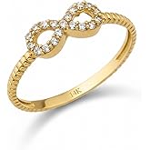 GA GOLD OF AMERICA 14K Real Solid Gold Ring for Women, Infinity Cubic Zirconia Ring, Stackable Band, Thickness 1.65 mm