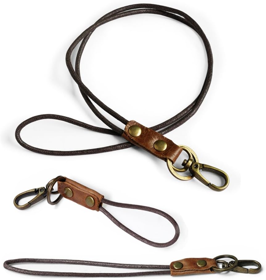 Boshiho Office Lanyard Set, 3 PCS Leather Lanyard Neck Strap Unisex with Strong Clip and Keychain for Keys Badge Holder