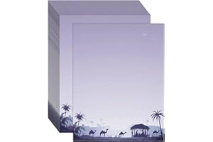 LONFLINESS 100 PCS Christmas Nativity Holiday Letterhead Star of Bethlehem Christmas Border Computer Paper Stationery Paper for Note Letters to Santa Holiday Printer Papers Invitations Office School 8.5 x 11 In
