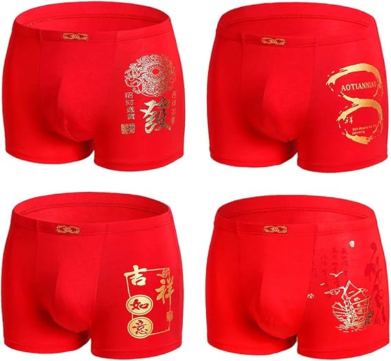 YVWTUC Calzoncillos Tipo Calzones Rojos para Hombre, Paquete de 4, 4 Colores, Ropa Interior Oriental Festiva acogedora, Eastern Red 09, Medium: Amazon.com.mx: Ropa, Zapatos y Accesorios