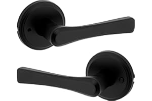 Weiser Katella Matte Black Door Handle, Reversible Privacy Lever, Interior Door Handles for Bedroom and Bathroom Doors, Keyle