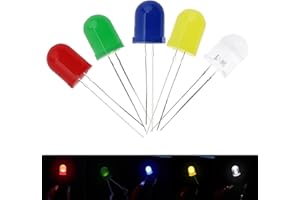 RTNLIT 10mm LED Diode Lights Assortment, 5 Colors x 20pcs F10 Diffused Diodes Emitting Lighting Bulb Lamp Assorted Kit for Arduino