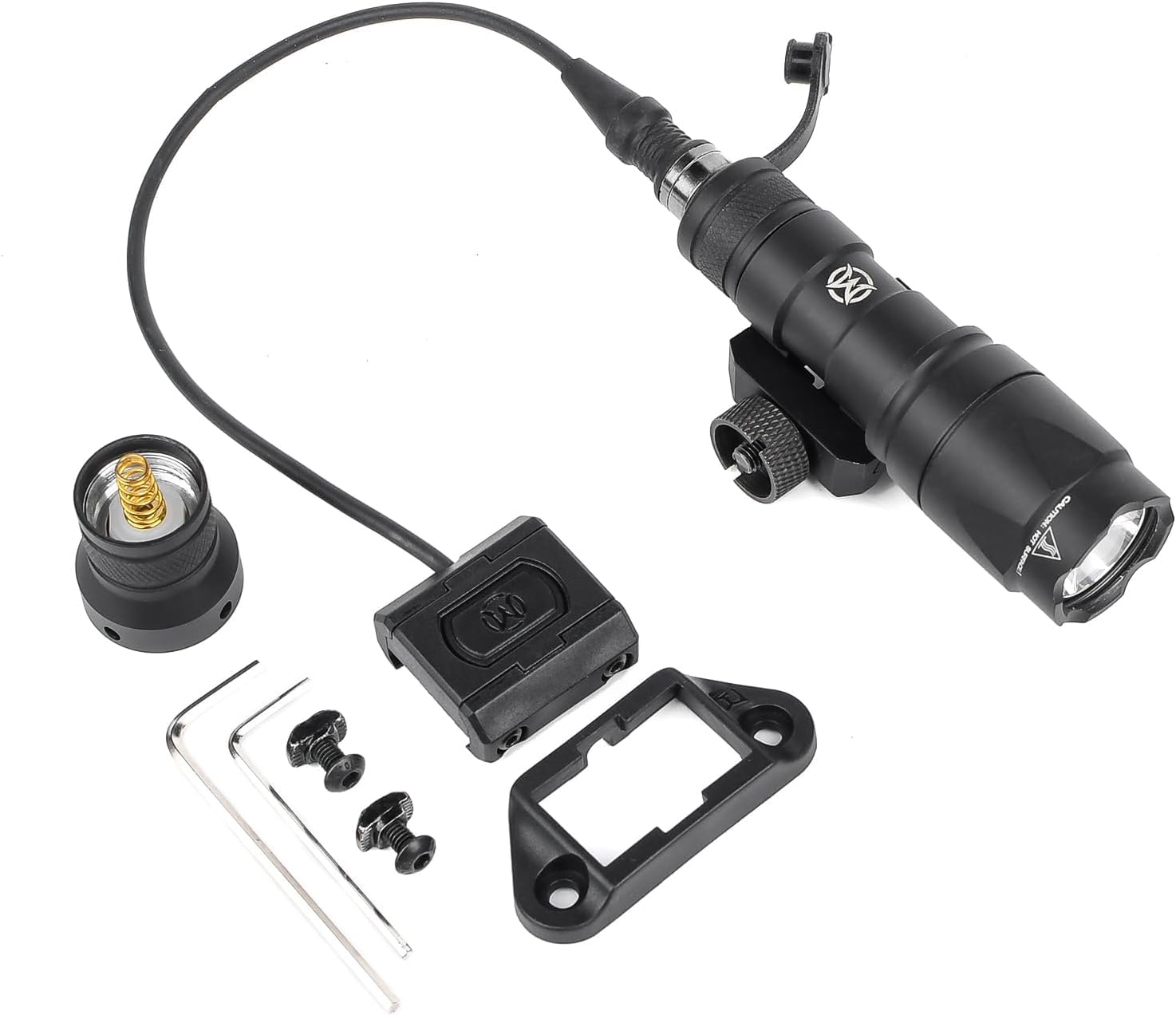 SBGJMY M300A Tactical Flashlight,600 Lumen LED Torch with Pressure Pad and Push Button Switch Hunting Torch for Mlok/Keymod/20mm Picatinny Rail (Black)