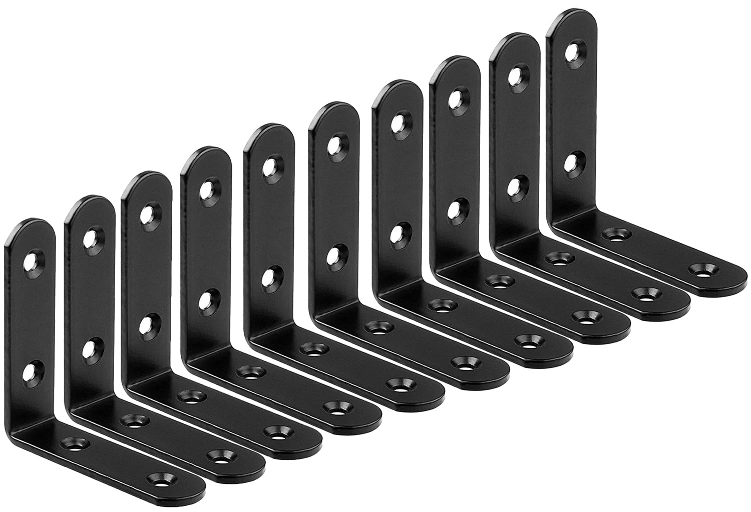 ZiYuya Corner Braces Metal L Bracket Heavy Duty Joint Right Angle Shelf Support Corner Braces Wall Bracket for Shelves Wood Furniture Cabinet (Black, 10 Pack, 50mm x 50mm)