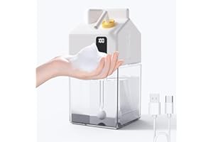 MRSCOZ Automatic Foaming Soap Dispenser Touchless, USB Rechargeable Smart Hand Dish Soap Dispenser for Bathroom Kitchen Sink, Hands-Free, 3-Level Adjustable, 13.5oz/400mL