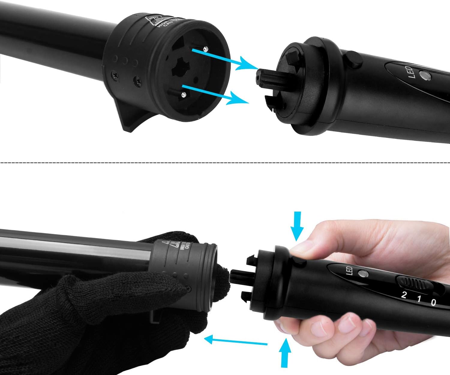 Beaucares 6-in-1 Curling Iron, Professional Curling Wand Set, Instant Heat Up Hair Curler with 6 Interchangeable Ceramic Barrels (0.35'' to 1.25'') and 2 Temperature Adjustments: Health & Personal Care