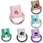 COLOYAN 6PCS 8mm Healing Stone Beaded Bracelet for Women Men, Natural Stretch Crystal Bracelets, Semi-Precious Gemstones Reiki Spiritual Jewelry