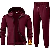 TBMPOY Mens Fleece Lined Hooded Tracksuits Sweatsuits 2 Piece Sets Winter Thermal Jogging Track Sweat Suits Warm Up Outfits