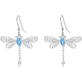 Diamond Butterfly/Dragonfly/Bee Earrings for Women 925 Sterling Silver Opal Dangle Drop Earrings Jewelry Gift for Mother Wife