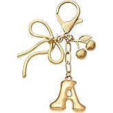 Snycler Bubble Initial Keychain All-Metal Cherry Bow for bags car remote–A-Z Letter Charms for Women