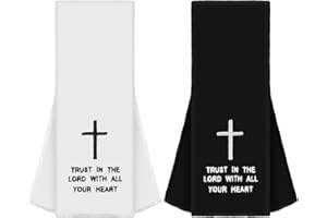 VitalCozy 2 Pcs Christian Cross Football Towel with Hook and Loop Closure, Cotton Quarterback Qb Sports Towel with Bible Cross for Football Jesus Faith White and Black (Trust)