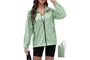 PITINAN Women's Lightweight Hooded Raincoat Waterproof Windbreaker Jacket Packable Active Outdoor Rain Jackets S-XXL