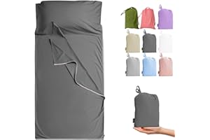Cozysilk Brand - GANNAFEE Cotton Sleeping Bag Liner with Zipper - 100% Cotton Travel Sheet Sleep Sack Adult - Travel Sleeping Bag for Hotels Camping Hiking