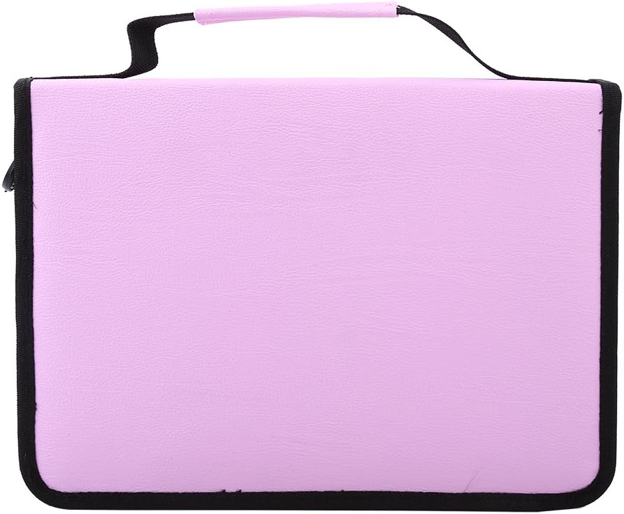 Wal front 150 Slots Pencil Case Large Capacity PU Leather Fabric Pen Case Zipper Pen Bag (Pink)