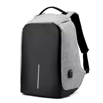 Voila Ozoy Grey Anti Theft Waterproof Casual Backpack with USB Charging Point