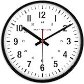 MARATHON Commercial Grade 10-Inch Silent Sweep Analog Wall Clock | Easy Read Numbers, 12/24-Hour Markers, Continuous-Sweep Movement, Modern Round Design, Integrated Wall-Mount Keyholes