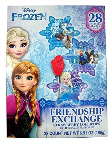 Disney Frozen Valentines Cards Exchange with Lollipops, 28 Count