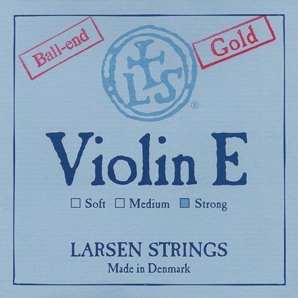 LARSEN STRINGS violin strings Original Synthetic,Fibre Core E Gold, stainless steel, gold plated, with ball end, strong