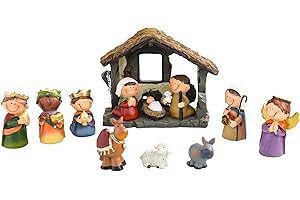 Chonsun Nativity Christmas Village 3.5 Inch 12 PCS Nativity Scene Collectible Bulidings Christmas Village Scene Vintage Xmas Holiday Decorations Displays for Indoor Room Desktop Decor