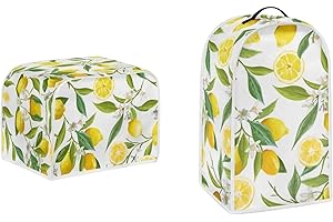Gomyblomy Lemons Lightweight Toaster Cover, Small Appliance Cover Set with Handle, Stand Mixer Protector, Dustproof and Fingerprint Resistant Washable