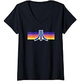 Women's ATARI Retro Sunset Vintage Gaming Logo V-Neck T-Shirt