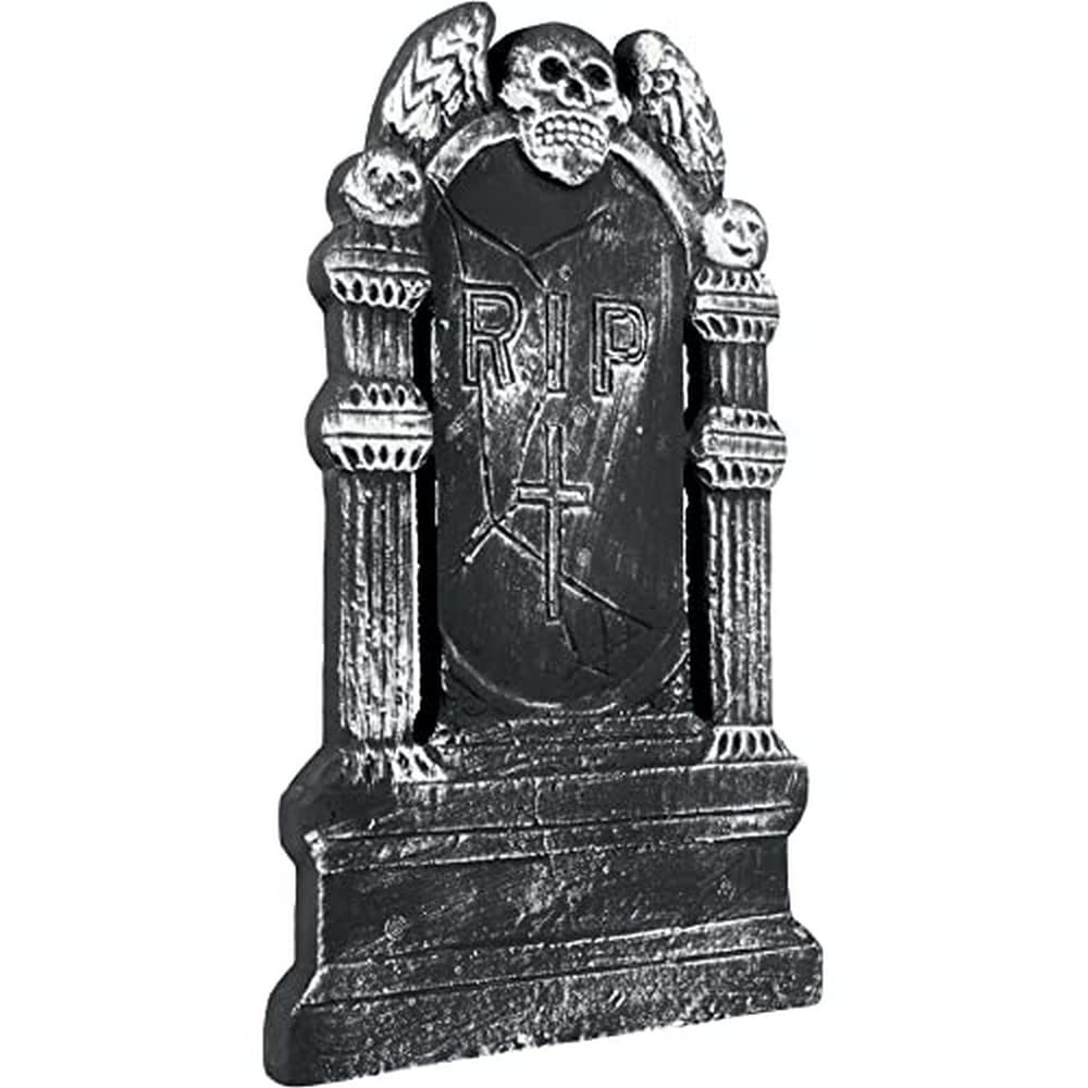 Boland 72019 Gravestone Flying Skull RIP Size Approx. 50 x 30 cm Decoration for Halloween, Carnival and Theme Party