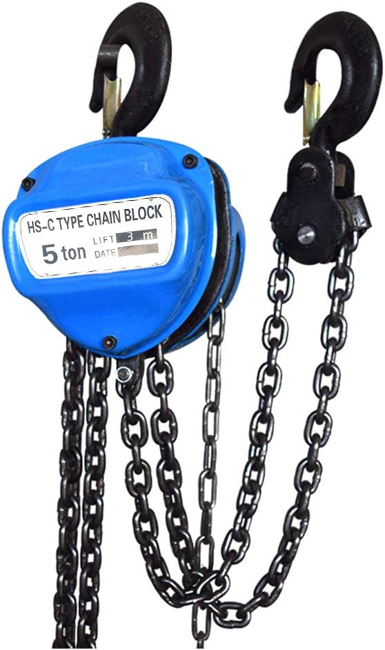 5 Ton 10000Lbs Capacity Manual Hand Engine Lever Block Chain Hoist Pulley Tackle Hoist Winch Lift W/Hook, 10FT Lift, Heavy Duty Alloy Steel, Blue (5 Ton)