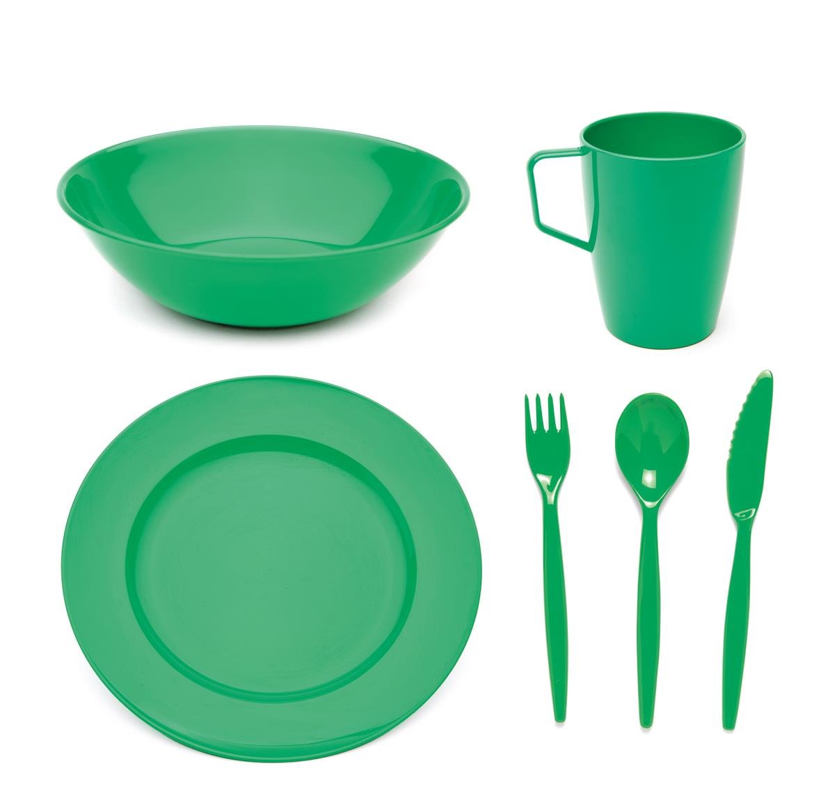 Scout and Girl Guide Emerald Green Dining Set - Reusable Plate, Bowl, Mug & Cutlery Virtually Unbreakable Polycarbonate Tableware Set