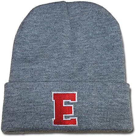 YUGY The 26 English Letters Letter E Logo Beanie Fashion Unisex Embroidery Beanies Skullies Knitted Hats Skull Caps Grey