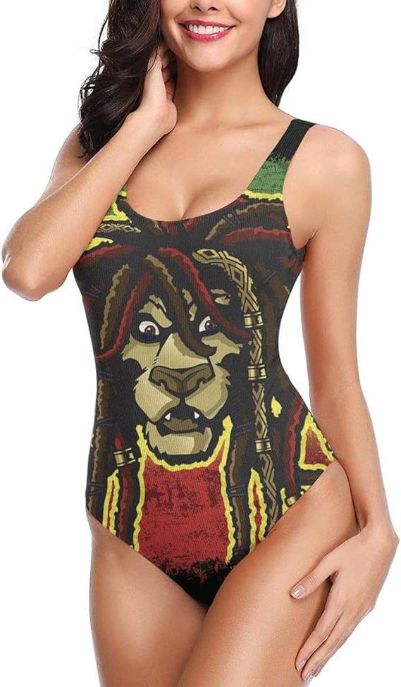 Amazon ドレッドロックス付きワンピース水着ラスタライオン女性のためのプールビーチクイックドライ水着 ワンピース 通販