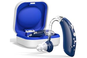 Rechargeable BTE Hearing Aids for Seniors and Adults Daily Living, Sound Amplifier Device with Volume Control, Easy Operation