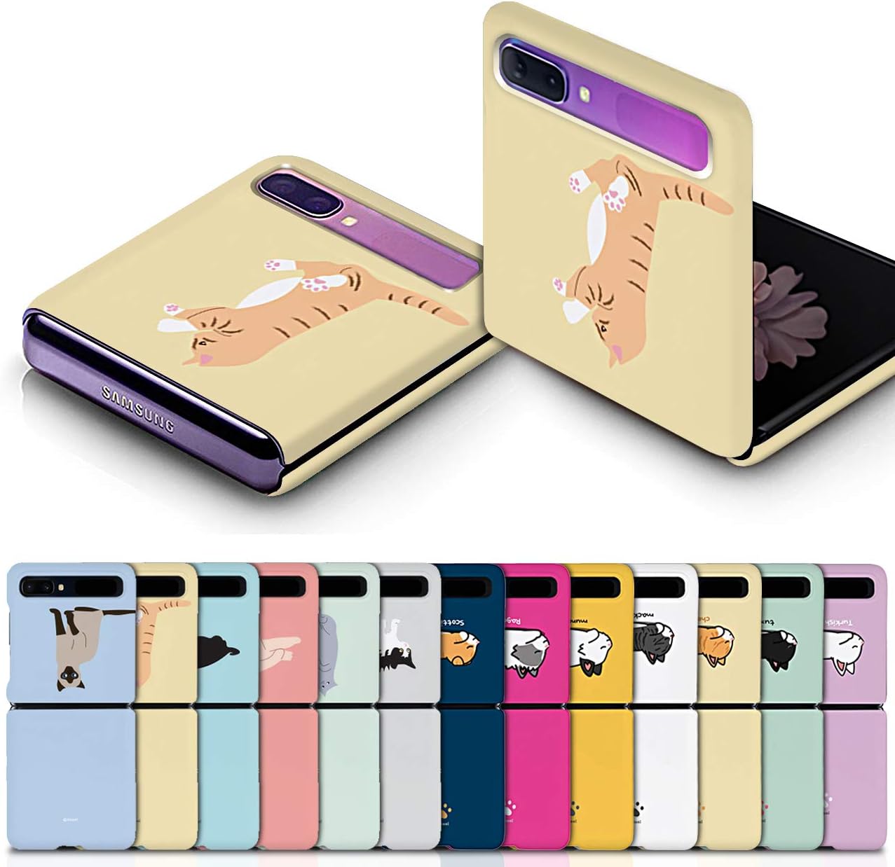 for Samsung Galaxy Z Flip Case Custom Cat Design Character Slim Hard Polycarbonate Shell Cover