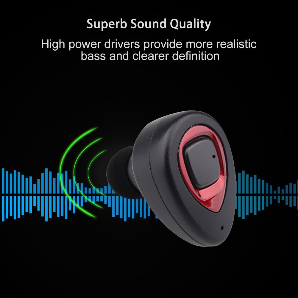 Cuffie Bluetooth senza fili – Mini Auricolari wireless bluetooth XIAOWU Effetto Stereo con Microfono Incorporato e Base di Ricarica per iPhone 8, 7 Plus, Samsung, iPad, Dispositivi Android (K5S-red)