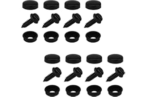 NICECRAFT 24 Pcs Rustproof License Plate Screws with Caps Black Stainless Steel Securing License Plate Bolts Fasteners Kit on Car Motorcycle Trucks