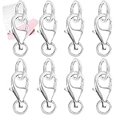 MKCYD 925 Sterling Silver Lobster Claw Clasps with 2 Closed Jump Rings, Necklace Clasp Sterling Silver Bracelet Clasps and Closures for Jewelry Making(Made in Italy)