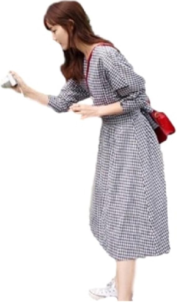 Amazon エモルナ Emoluna レディース ギンガム チェック 柄 ロング フレア ワンピース フェミニン レトロ 長そで 2 Lサイズ ワンピース チュニック 通販