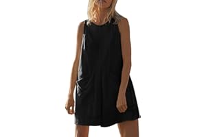 ZWSPTO Rompers For Women 2024 Summer Sleeveless Loose Fit Vacation Outfits Overall Jumpsuits Jumpers Shorts With Pocket