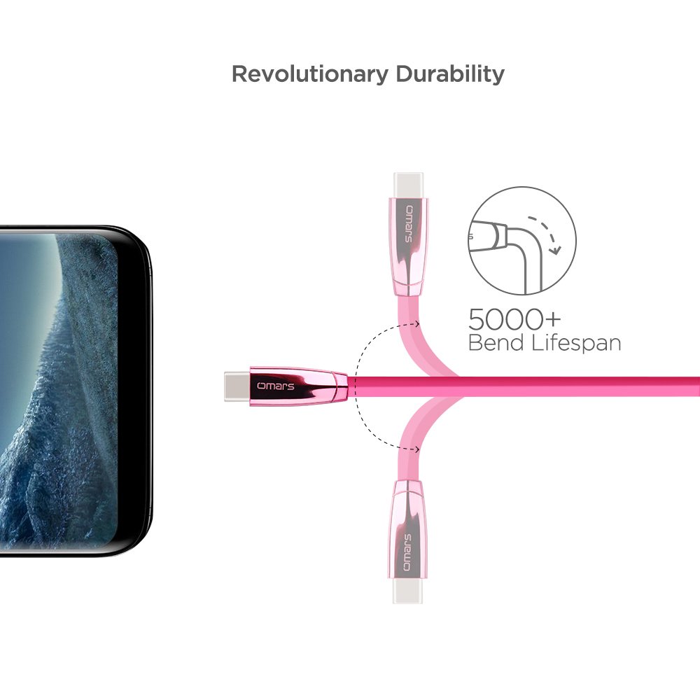 OMARS Câble USB C vers USB A 2.0 1.2m Câble Plat Connecteur d’Aluminium pour MacBook Huawei Honor 8/Mate 9/P10 Nubia Z11 ZTE Axon 7 Xiaomi Mi Mix Samsung Galaxy C7 Pro Nexus 5X/6P OnePlus 3