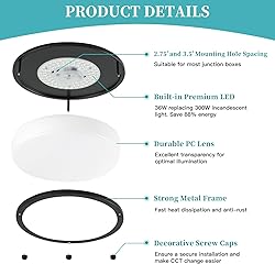 GOZIG 12Inch 3800LM Flush Mount LED Ceiling Light