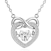 CERGISE Sterling Silver Heart Infinity Necklace, Crystal Pendant with Dancing Heart Design, Romantic Love Jewelry for Women