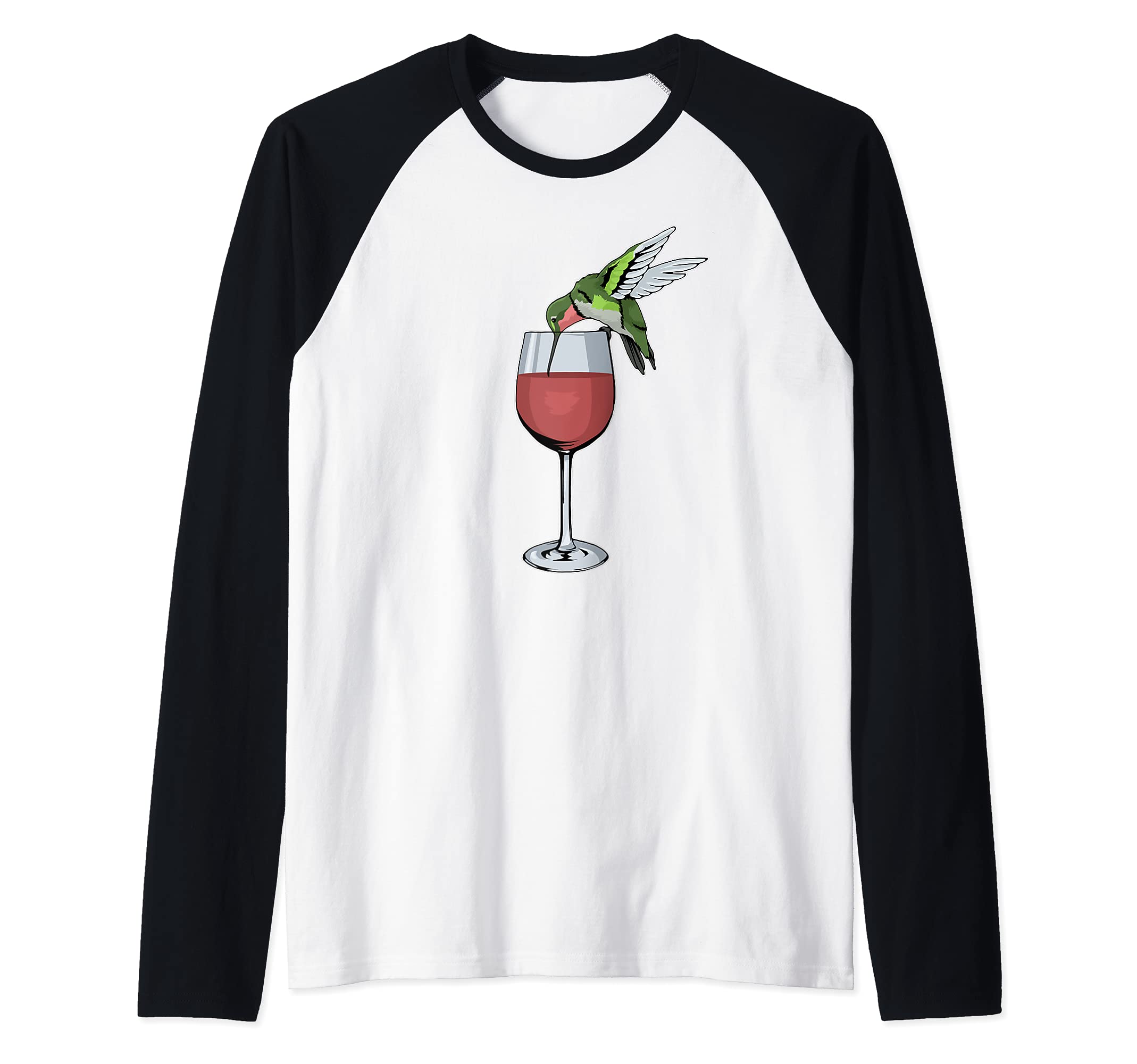 Hummingbird Wine Drinker Women Bird Red Wine Hummingbird Raglan Baseball Tee