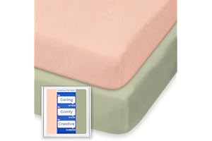 Pack and Play Mattress Sheets, TotBasic Premium Jersey Cotton Mini Crib Sheets Fitted, Ultra Soft Pack N Play Sheet for Girls Boys, Soft and Breathable Portable Crib Sheets for Pack and Play Mattress